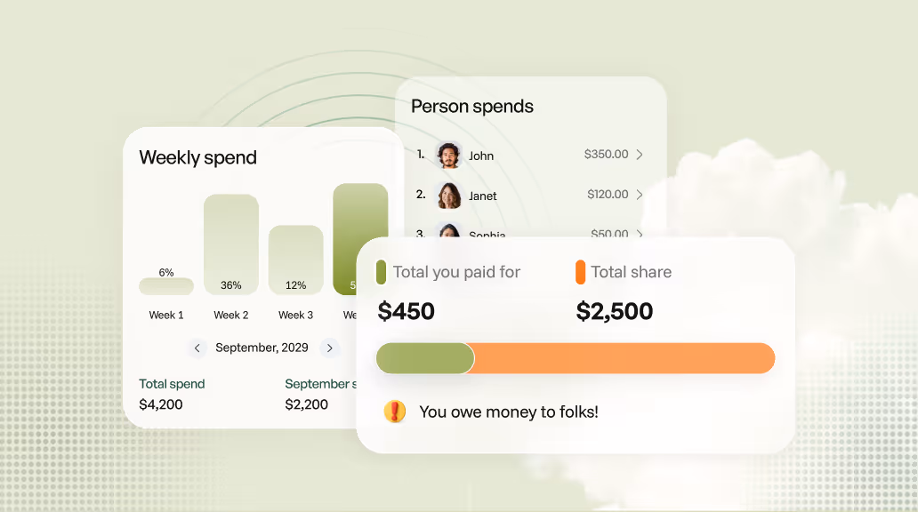 An image of the how the Spring app product looks showing expenses and group spends