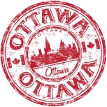 Circle red stamp for the city of Ottawa